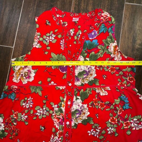 🌺 “Billa” Red Floral Sleeveless Peplum Top – Size XL - Picture 7 of 16